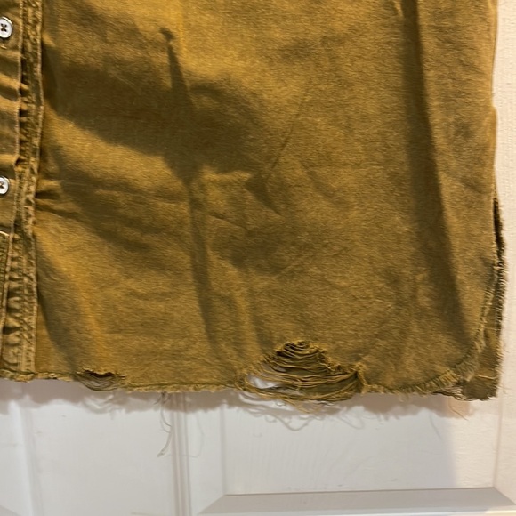 New! Free People We The Free Olive Destroyed Utility Shirt Tunic M - Picture 5 of 8